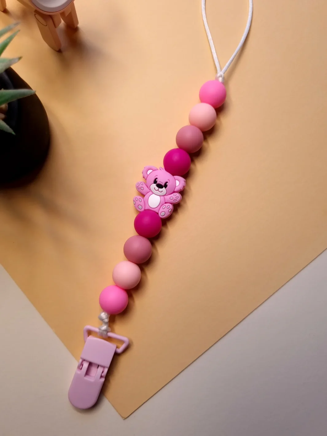 golders-pink-bear Силіконовий тримач для пустушки Standart «Ведмедик» (Рожевий) : -
